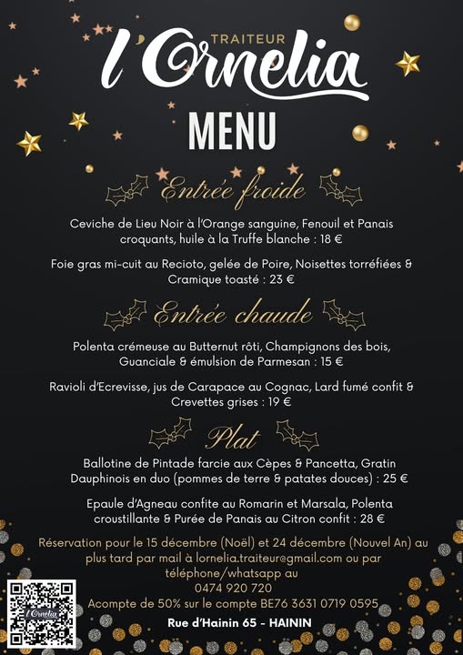 Menu Fêtes L'Ornelia